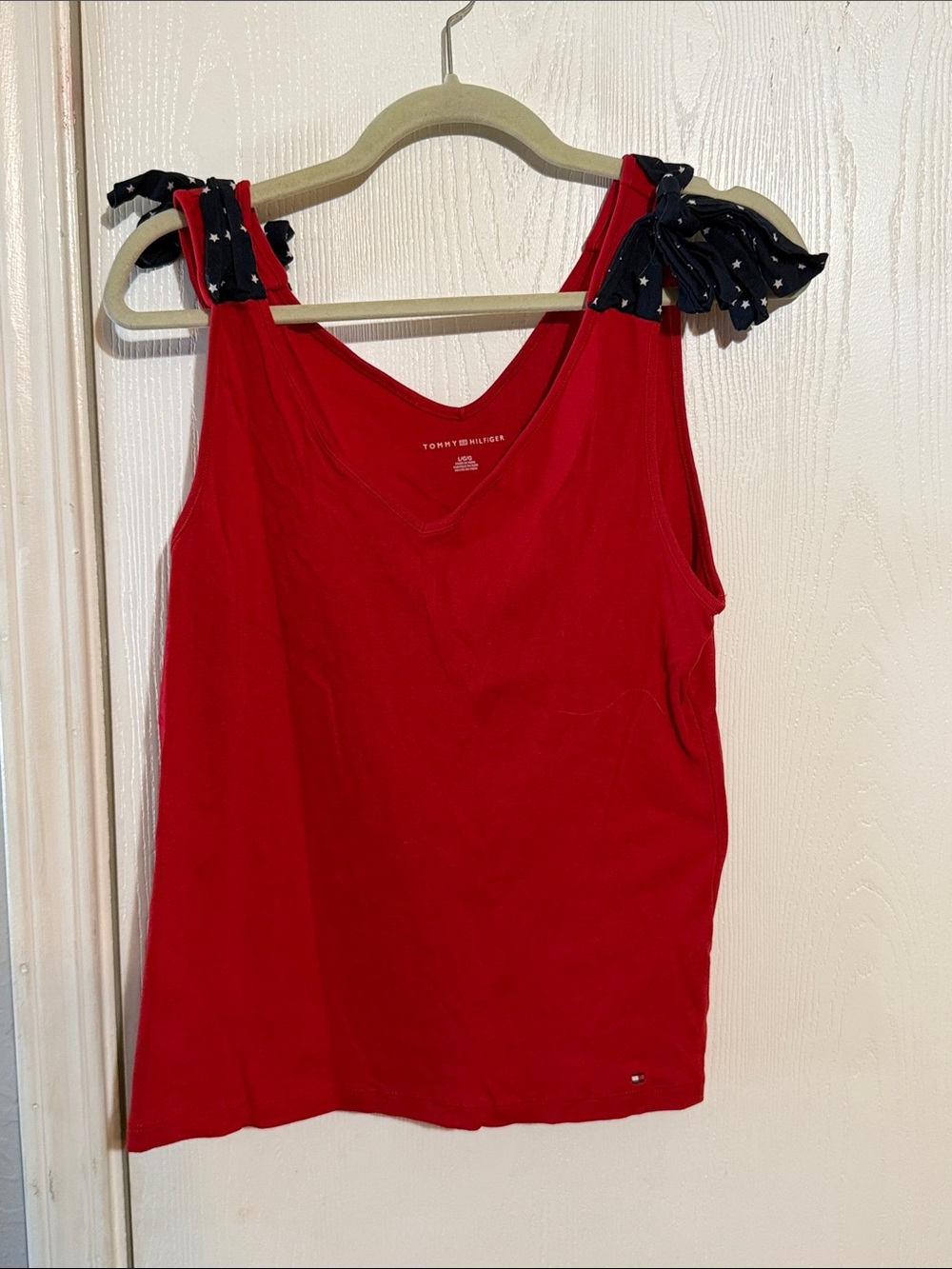 Tommy Hilfiger Red Tank Top with Navy Star-Tie Straps